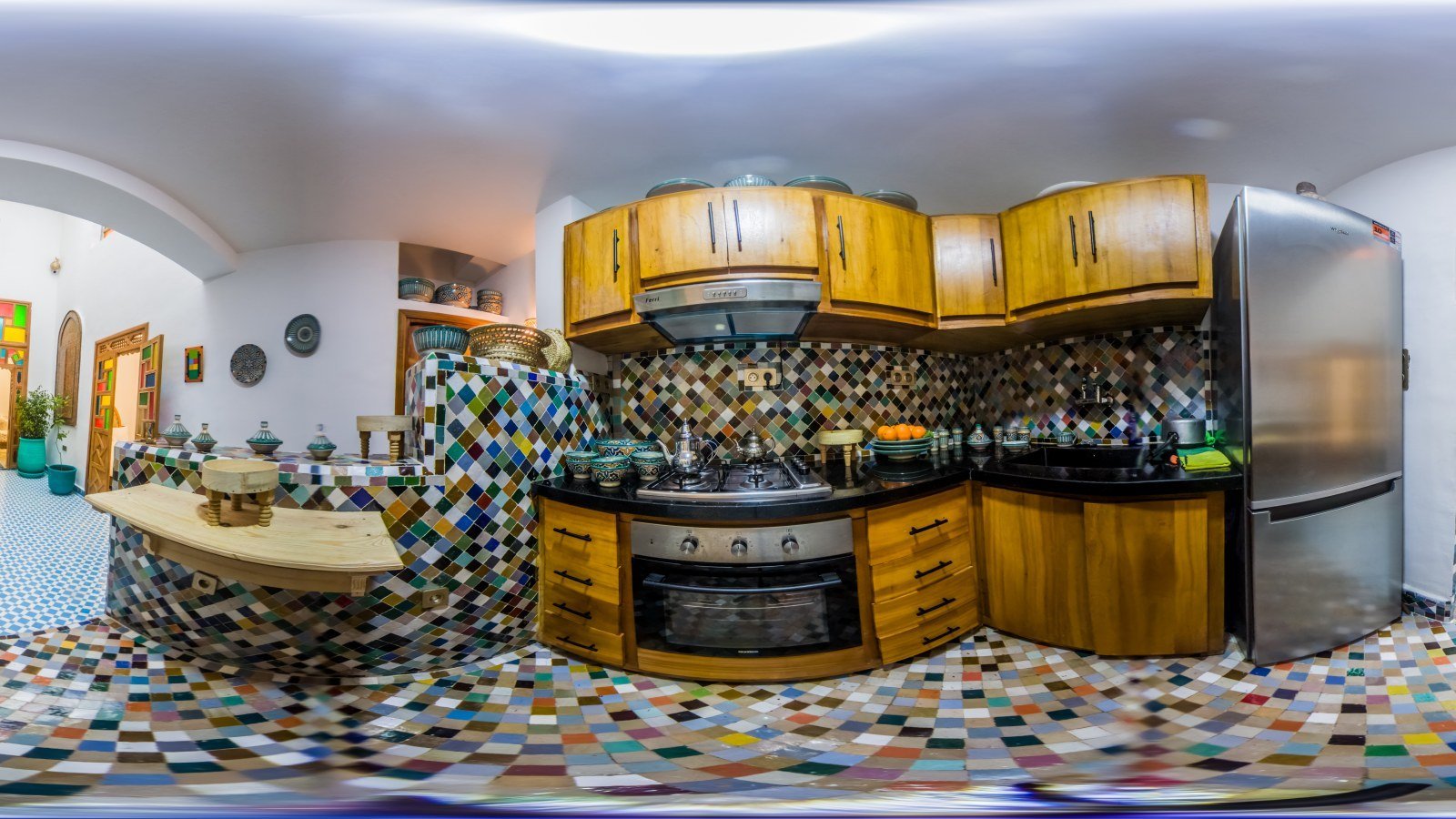360° view: Kitchen, Dar Fayrouz, Fes